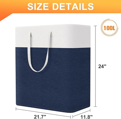 laundry basket 3-Pack, laundry hamper, Hamper with handles, collapsible laundry baskets, Waterproof dirty clothes hamper, Towel Storage for Home or Dorm, 100L-Blue