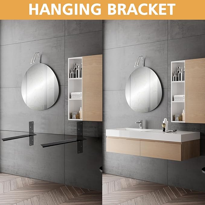 3/8" Thick Floating Shower Bench Brackets 3 Pcs, 16"x11"x2.5"Heavy Duty Free Hanging T Shelf Support Brackets, Wall Mount Bracket for Granite, Vanity, Shower Bench, Cabinets, Dishwasher,Countertop