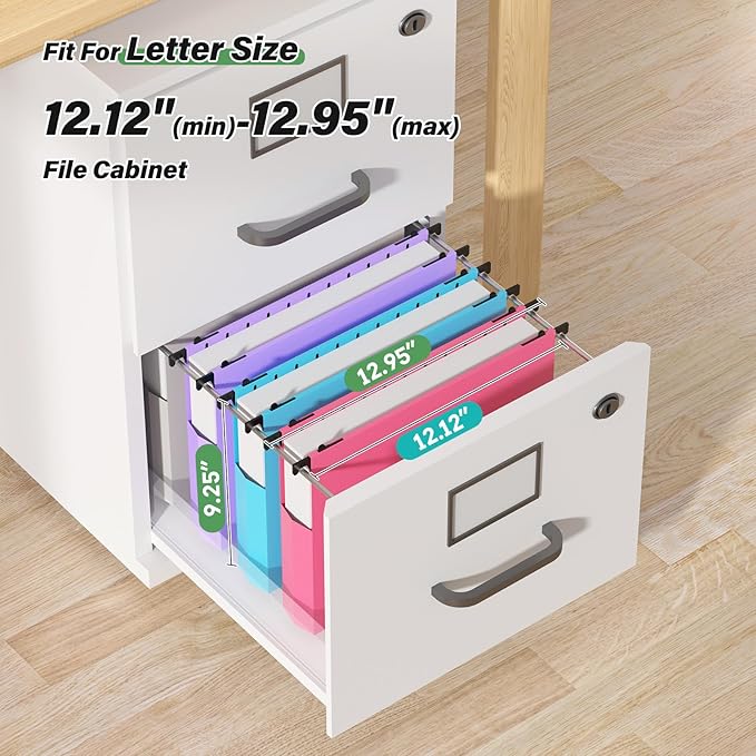 Plastic Hanging File Folder Letter Size,Heavy Duty 2" Expandable File Folder with Tabs,12 Pack Reinforced Expanding Hanging Folder,File Cabinet Folders,Extra Capacity,Hanging Organizer for Home Office