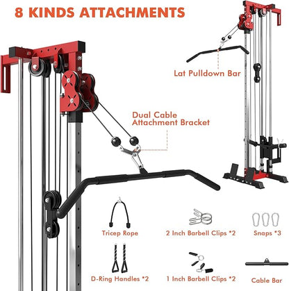 Mikolo Wall Mount Cable Station, Cable Crossover Machine with Dual Pulley System and 18 Adjustable Positions for Home Gym Fitness Equipment