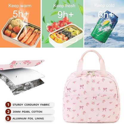 Bluboon Lunch Bag for Women Men Cute Lunch Tote Bags Reusable Insulated Lunch Box Large Capacity Reusable Insulated Cooler for Work Picnic or Travel