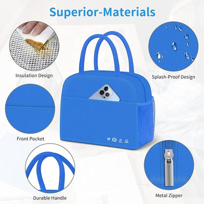 DALINDA Lunch Bag Lunch Box for Women Men Reusable Insulated Lunch Bags for Adults,Water-Resistant Cute Cooler Lunch Tote Bag, Large Capacity for Work Travel Picnic, jewel blue