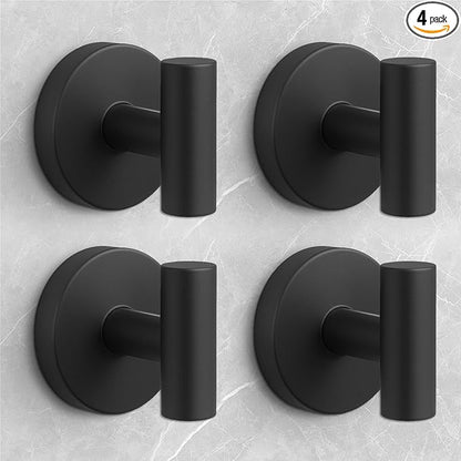 Shower Hooks for Inside Shower,No-Drill Removable&Reusable Towel Hooks for Bathroom,Heavy Duty Suction Cup Hooks for Glass Window,4 Packs(Black)