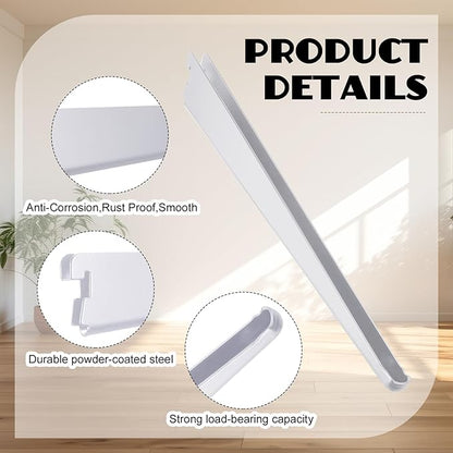 20 Pcs Adjustable Shelf Brackets for Double Track System Closet Organization Heavy Duty Wire Shelf Brackets(White,11.5 Inch)