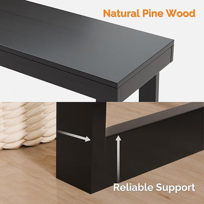 VINGLI 42.9" Black Console Table, Solid Wood Entryway Table, Narrow Sofa Table Behind Couch, Thin, for Living Room, Entrance, Hallway, Foyer, Bedroom, Office