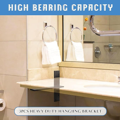Floating Shelf Bracket 3/8" Thick Heavy Duty Shelf Brackets 4 Pack Free Hanging Countertop Support Bracket 14" Lx2.5 W Floating Wall Brackets for Cabinets, Granite, Dishwasher, Bench Seats Vanities