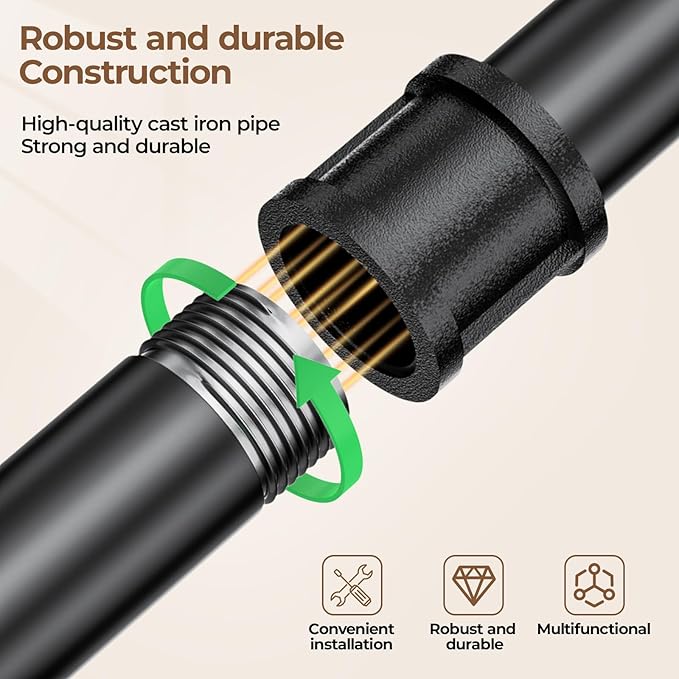 Wall Mounted Clothes Rack 38.4 Inch, Industrial Pipe Clothing Rack, Black Wall Clothing Rack, Multi-Purpose Clothing Hanging Rod for Laundry Room, Closet Storage,Bedroom, Closet (1 Pack)