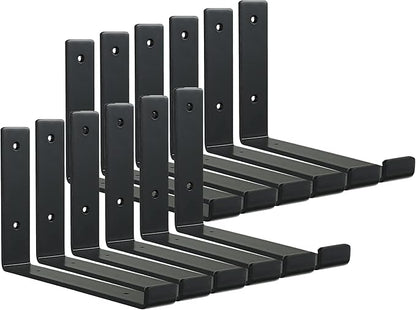 HEART ART Black Shelf Bracket 12 inch, Shelf Bracket 12 Pack,J Metal Heavy Duty Shelf Support Brackets,11.5" L×6" H×1.5" W