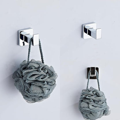 Chrome Bathroom Hardware Set 4 Pieces,Towel Bar Set Stainless Steel Wall Mounted, Includes 16In Hand Towel Bar, Towel Ring, Robe Towel Hooks,Toilet Paper Holder, Bathroom Towel Rack Set