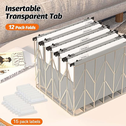 Extra Capacity Plastic Hanging File Folders,12 Pack Reinforced Expanding Hang Folder Letter Size,Accordian Pocket,Heavy Duty 2 Inch Expansion, Hard Hanging Folder Organizer for Office Home,Grey