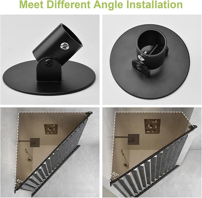 Adjustable Shower Curtain Rod Bracket for Slanted Wall, 2Pcs Titanium Steel Shower Curtain Rod Single Swivel Flange Heavy Duty Closet Rod Bracket with Screws