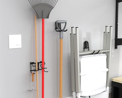 ClosetMaid MaxLoad 3-Pack Garage Hooks & Hangers Wall Mount Heavy Duty Storage for Long Handle Tools, Cords, Hoses, Shovels, Rakes, Brooms, Black