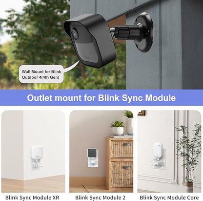 Blink Outdoor 4 (4th Gen) Wall Mount, Weatherproof Protective Cover and 360 Degree Adjustable Mounting with Blink Sync Module Outlet Mount for Blink Outdoor Indoor Security Camera (Black, 5 Pack)