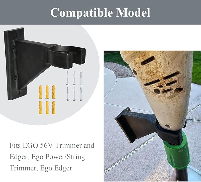Premium Heavy-Duty Wall Hanging Holder for Garden Power Tools, Garage Storage Organizer, Storage Hooks for Trimmer, Holds up to 300lbs, Fits EGO 56V Trimmer and Edger, Ego Power/Edger(2Pcs/6-Hole)
