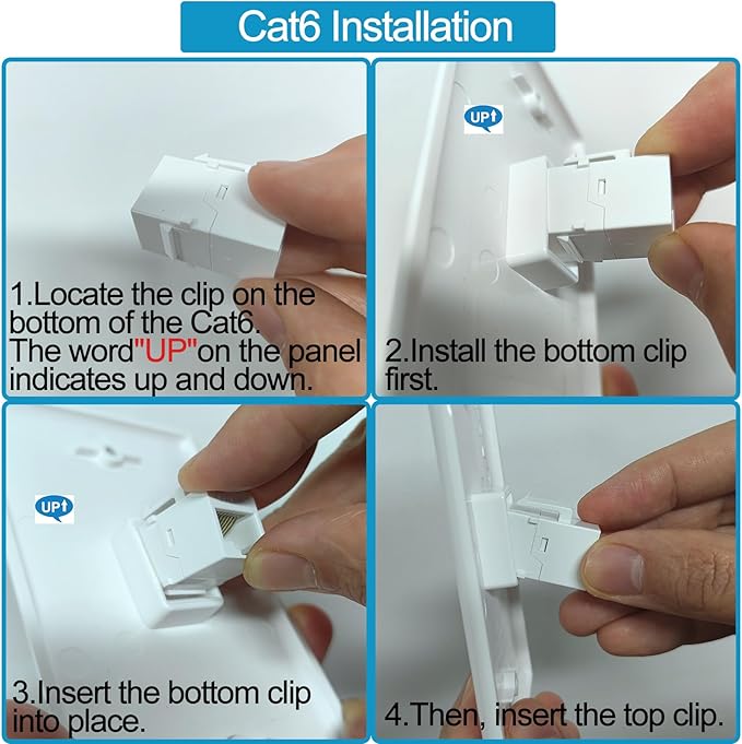 5 Pack Ethernet Wall Plate RJ45 Cat6 Keystone Jack Coupler Network Outlet Female to Female White 1 Port Inline Connector with Low Voltage Mounting Bracket Internet Interconnect Panels Cable