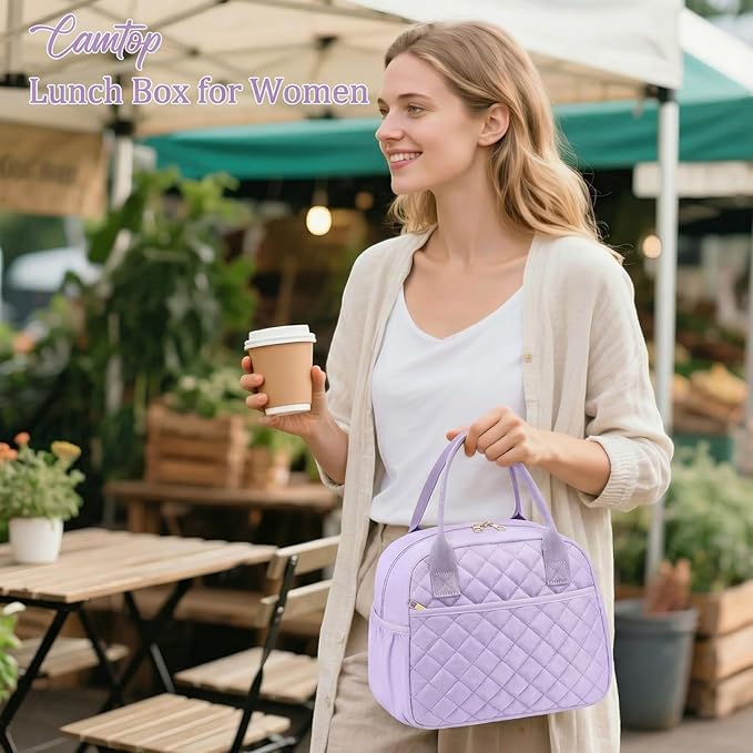CAMTOP Lunch Box for Women Men Insulated Lunch Bag Lunch Tote Bag Leakproof Thermal Cooler Large Capacity for Travel Work School Picnic (﻿﻿Lavender)