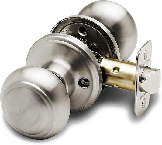Copper Creek Polished Stainless Door Knobs - Round Colonial Knob, 1 Pack, Interior Passage Handle Perfect for Home Improvement - Fits All Standard Doors - Hallway, Closet, Bedroom, Bathroom