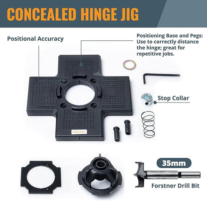 POWERTEC 72224 Cabinet Hinge and Hardware Jig Kit, Concealed Hinge Jig and Precision Marking System for Installing Pulls, Knobs, Handles on Cabinet & Drawer, and Cabinet Hinges Installation