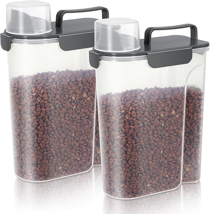 5Lbs Airtight Cat Dog Food Storage Container with Upgraded Large Nozzle BPA-Free, Pet Food Storage Containers for Rice, Grain, Pet Food, Flour, Dog Treat Storage (Black×2, 5L-2pack)