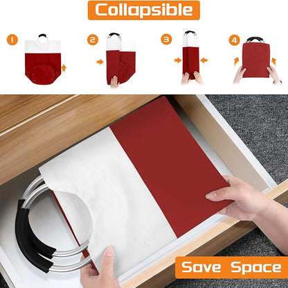 BlissTotes Laundry Basket, Laundry Hamper, Collapsible Laundry Baskets, Dirty Clothes Hamper, Waterproof Laundry Basket with Foam Protected Aluminum Handles for College Dorm, Family 75L (Red)