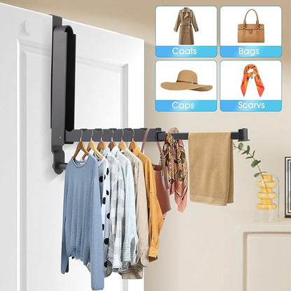 Over The Door Drying Rack, 2 Pack Foldable Over The Door Hooks Hanger for Laundry Clothes Heavy Duty Door Organizer Rack Coat Towels Hanging Storage for Bedroom Bathroom Kitchen
