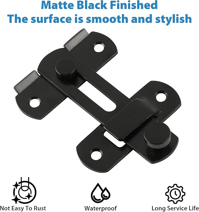 Alise 4 inch Flip Latch Gate Latches, Safety Door Lock for Barn Wood Fence Sliding French Doors,Heavy Duty SUS304 Stainless Steel Gate Hardware Matte Black MS9500-B