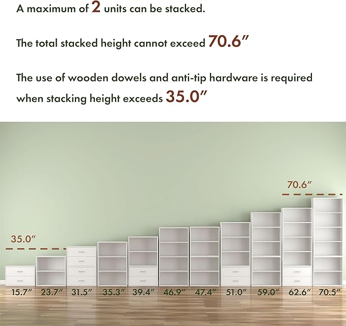 Homes: Inside + Out Apexa 4-Cube Storage Organizer Shelves, Stackable Wood Bookcase Fits Cubby Bins for Organization, Dorm Teen Room Decor & Home Office, Black