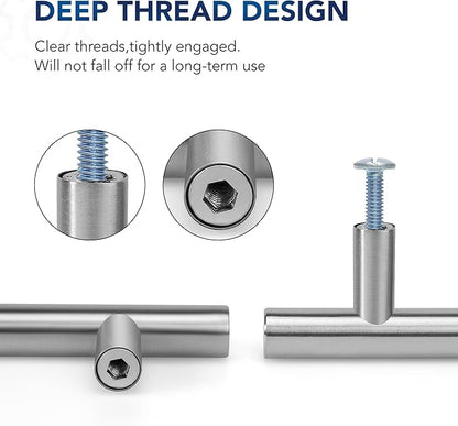 JOY DECOR 15 Pack Cabinet Handles, Brushed Nickel Cabinet Pulls, 10 in Hole Center Kitchen Cabinet Handles, Stainless Steel T Bar Handles for Dresser Drawers