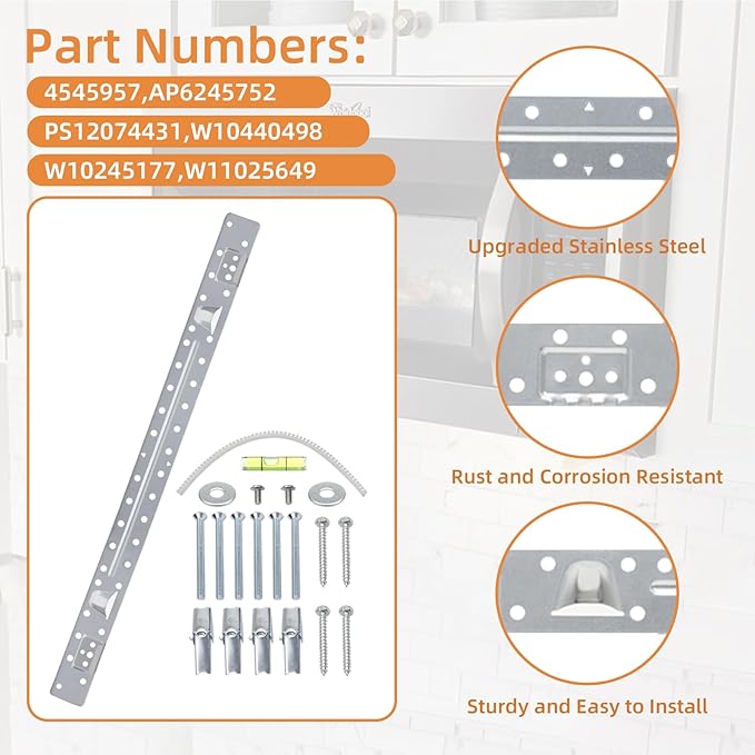 W11025649 Microwave Mounting Bracket Kit Compatible with Whirlpool Microwave Wall Mount Plate with Hardware Screws Bolts Kit Replace 4545957,AP6245752,PS12074431,W10440498,W10245177