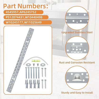 W11025649 Microwave Mounting Bracket Kit Compatible with Whirlpool Microwave Wall Mount Plate with Hardware Screws Bolts Kit Replace 4545957,AP6245752,PS12074431,W10440498,W10245177