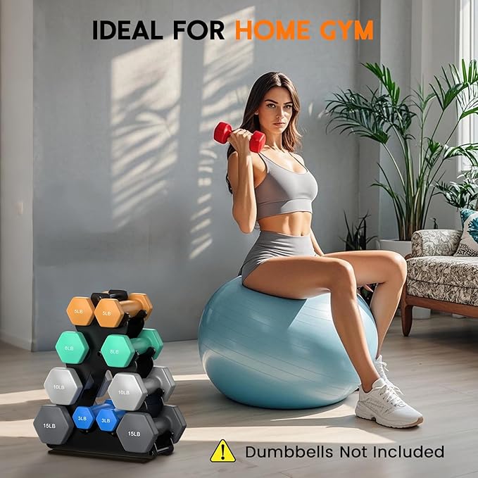 Dumbbell Rack Stand Only | Space-Saving Weight Rack for Home Gym, Hand Weight Rack Dumbbell Storage for Dumbbell Set (3-15 LB), Durable Metal Stand with Easy Assembly (Dumbell not Included)