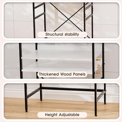 Mini Fridge Shelf Mini Fridge and Microwave Stand Over Mini Fridge Storage Rack Height Adjustable Microwave and Fridge Stand Suitable for Dorm, Kitchens, Offices,Marble-Look