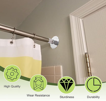 Flower-Shape Shower Curtain Rod Bracket, 2Pcs Telescopic Metal Shower Drape Rod Swivel Flange Curtain Pole Wall-Mount Bracket (Silver,26mm)