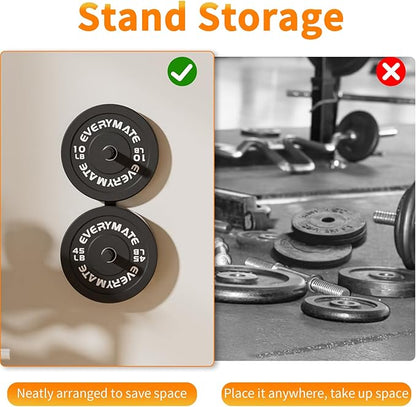 EVERYMATE Weight Plate Storage Rack, Olympic Weight Plate Holder, Bumper Plate Storage, Home Gym Organizer