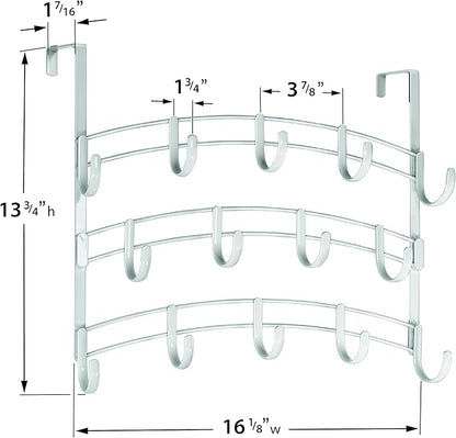 LYNK Professional® Home™ Over The Door Hooks - 14 Hook Over The Door Hanger - Over Door Coat Rack - Hanging Towels or Clothes - Bathroom, Bedroom or Laundry Room - Lifetime Ltd. Warranty – White