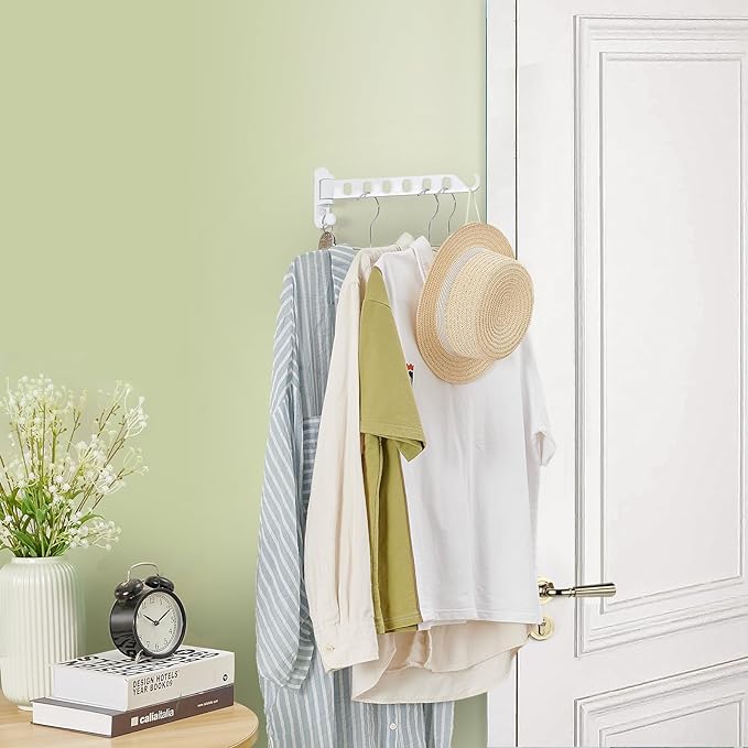 JOOM Laundry Drying Rack Wall Mounted Clothes Drying Rack Clothes Hanger -Coat Hanger Holder White