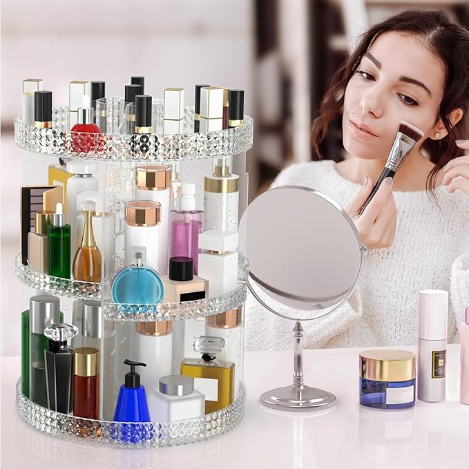 Large Makeup Organizer 360 Degree Rotating, Makeup Storage Organizer, Cosmetic Organizer Gold, 7 Layers Large Capacity Cosmetic Storage, Fits Makeup Brushes, Lipsticks, Bathroom, Gold