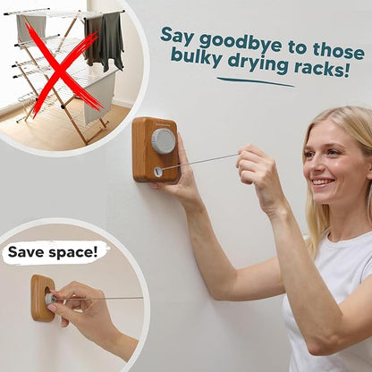 GorillaLine Max – Retractable Clothesline Indoor Outdoor, Non-Sagging Heavy Duty Clothes Drying Line, Wall Mounted Drying Rack, Air Dry Clothing, Max Tighten with GorillaGrip
