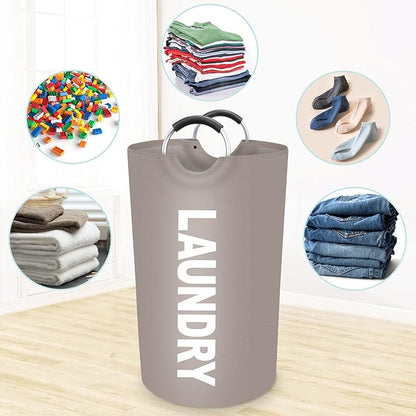 StorageRight 75L Large Laundry Basket, Laundry Hamper, Dirty Clothes Hamper for Laundry, Collapsible, Waterproof Laundry Baskets with Foam Protected Aluminum Handles for Laundry, Dorm, Family (Khaki)