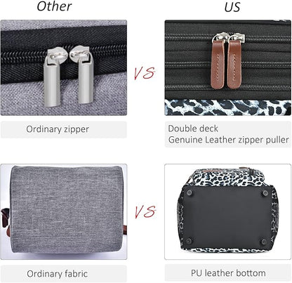 MIYCOO Lunch Bag & Lunch Box for Women Men, Double Deck Leakproof Insulated Soft Large Adult Camping Cooler bag for Work, Beach, Picnic, Travel (Leopard print, 15L)