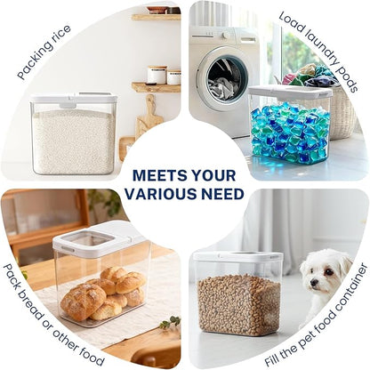 12 Lbs Airtight Dog Cat Food Storage Container and Dog Treat Containers BPA-Free, PET Clear Stackable Pet Storage Bin, 1-Cup Scoop, 1-Sponge cleaning brush, Pop Top, With handle, Easy Mobility