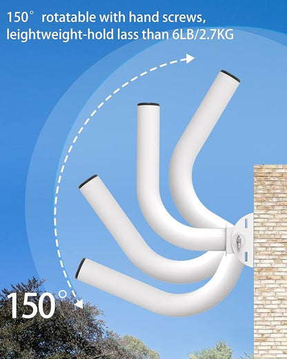 Universal Wireless Bridge Bracket, 150° Adjustable Lightweight J-Pole Mount for Wall or Pole, 12 in Outdoor Antenna Mast, 1.4 in OD, for Access Point CPE, AP, WiFi Extender, Weather Station (4-Pack)