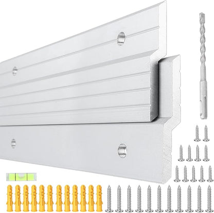 2 Pairs French Cleat Hanger 41 inch, 500 Lbs Load Heavy Duty Mirror Mounting Hardware Aluminum Z Clips Wall Interlocking Bracket Hangers Picture Hanging Kit for Hanging Mirror Picture Cabinet