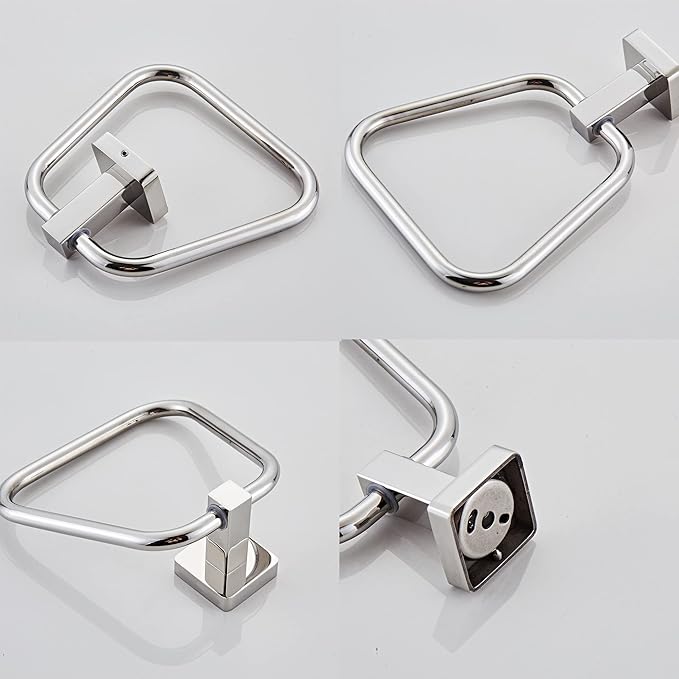 Chrome Towel Ring for Bathroom 2 Pack, Kitchen Bath Towel Holder Hangers Wall Mount Heavy Duty Stainless Steel