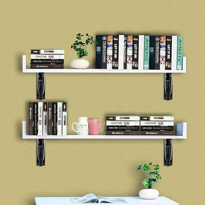 Sumnacon 2 Pcs 14 Inch Folding Shelf Brackets - Heavy Duty Metal Table Shelf Hinges, Wall Mounted Folding Shelf Support Brackets for Livingroom Kitchen Table Desk Bench Home DIY, Black