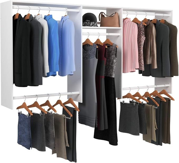 Easy Track OK1448-WH 4'-8' W Basic Hanging Easy-to-Assemble Kit Closet Organizer, White
