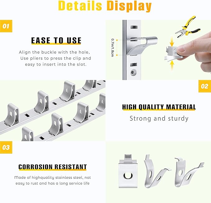 Shelf Clips 50pcs 201 Stainless Steel Metal Shelf Clips for Cabinet Shelf Support Clips for Shelf Pilaters Adjustable Shelving System DIY Cabinet Bookshelf Sheving