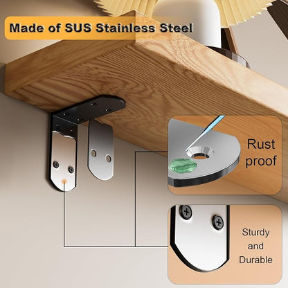 Alise 4Pcs Stainless Steel L Brackets for Shelves Black, Small Floating Shelf Brackets, 90 Degree Right Angle Bracket, Heavy Duty Metal L Bracket Corner Brackets for Wood Furniture (3.94X3.94 in)