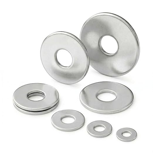 Stainless Steel Flat Washers Assortment, 18-8 (304) Stainless Steel Metric Washers, 547-Piece Set (M3, M4, M5, M6, M8, M10, M12) with Plastic Storage Case