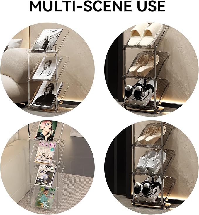 YYW Narrow Shoe Rack Vertical Shoes Rack for Entryway Corner Shoe Storage Organizer for Small Spaces Transparently Tall Slim Shoe Shelf for Front Door Entrance Living Room Grey 5 Layers